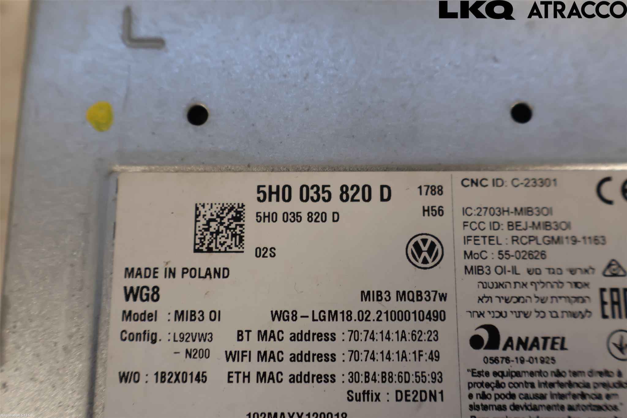 Volkswagen VW GOLF / E-GOLF VIII 20- Styrenhet Multimedia