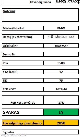 BMW 5 E60/61 Sed/Tou 02-10 Støtfanger Bak Overtrekk