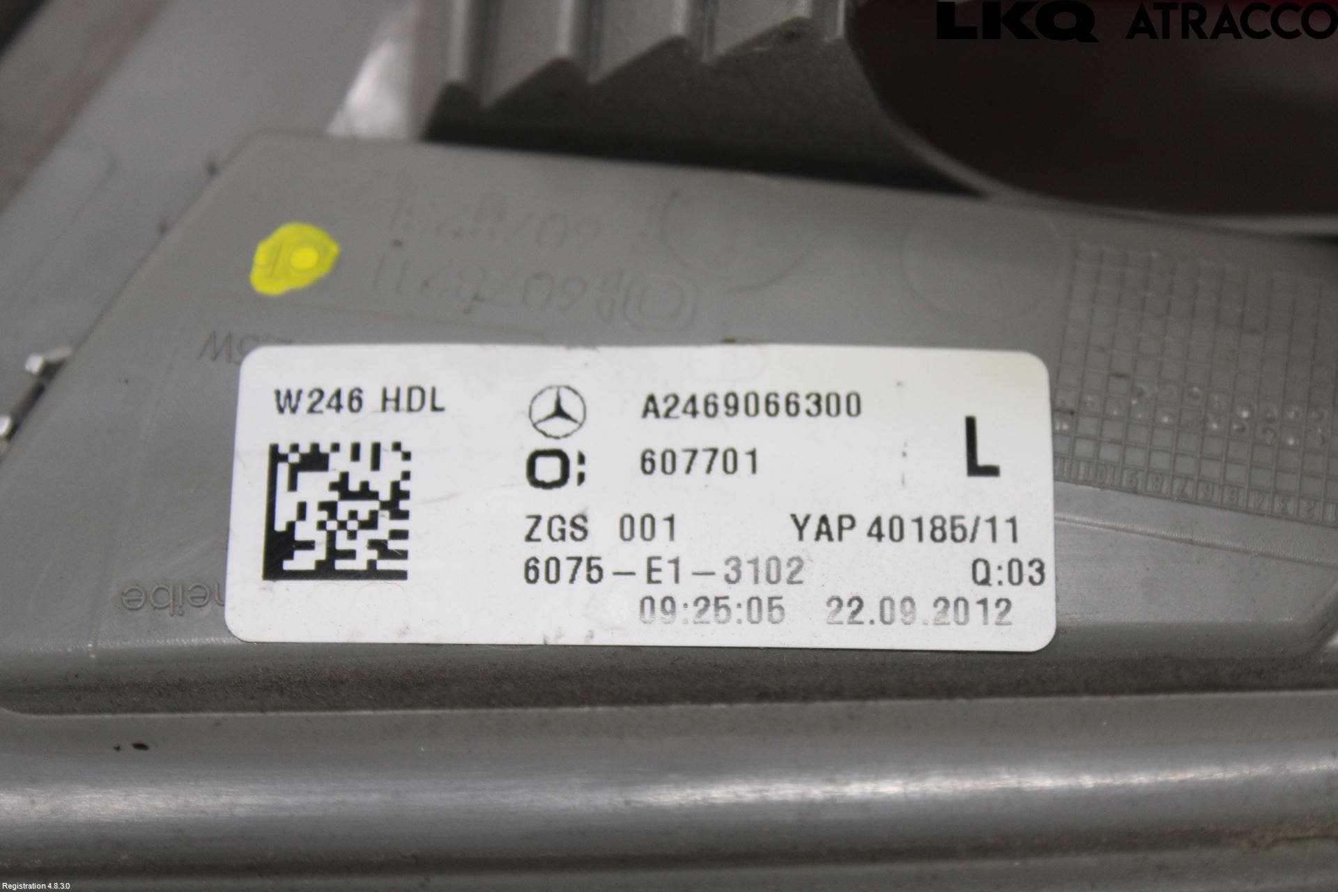 Mercedes-Benz MB B-KLASS (W246/W242) 12-19 Baklykt Venstre På Luke(Indre