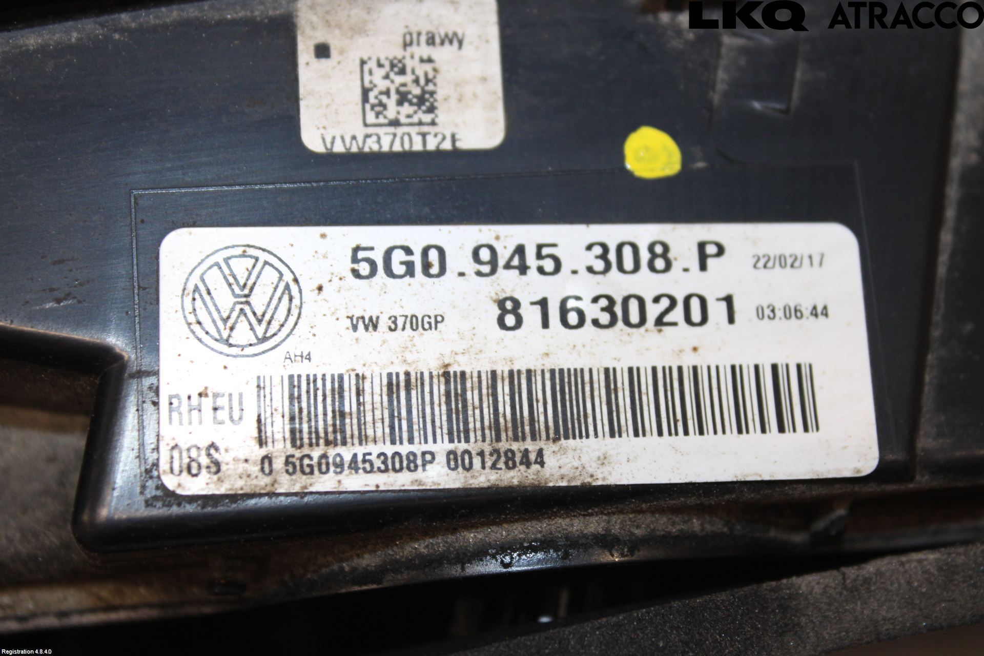 Volkswagen VW GOLF / E-GOLF VII 13-20 Baklykt Høyre  På Luke(Indre)