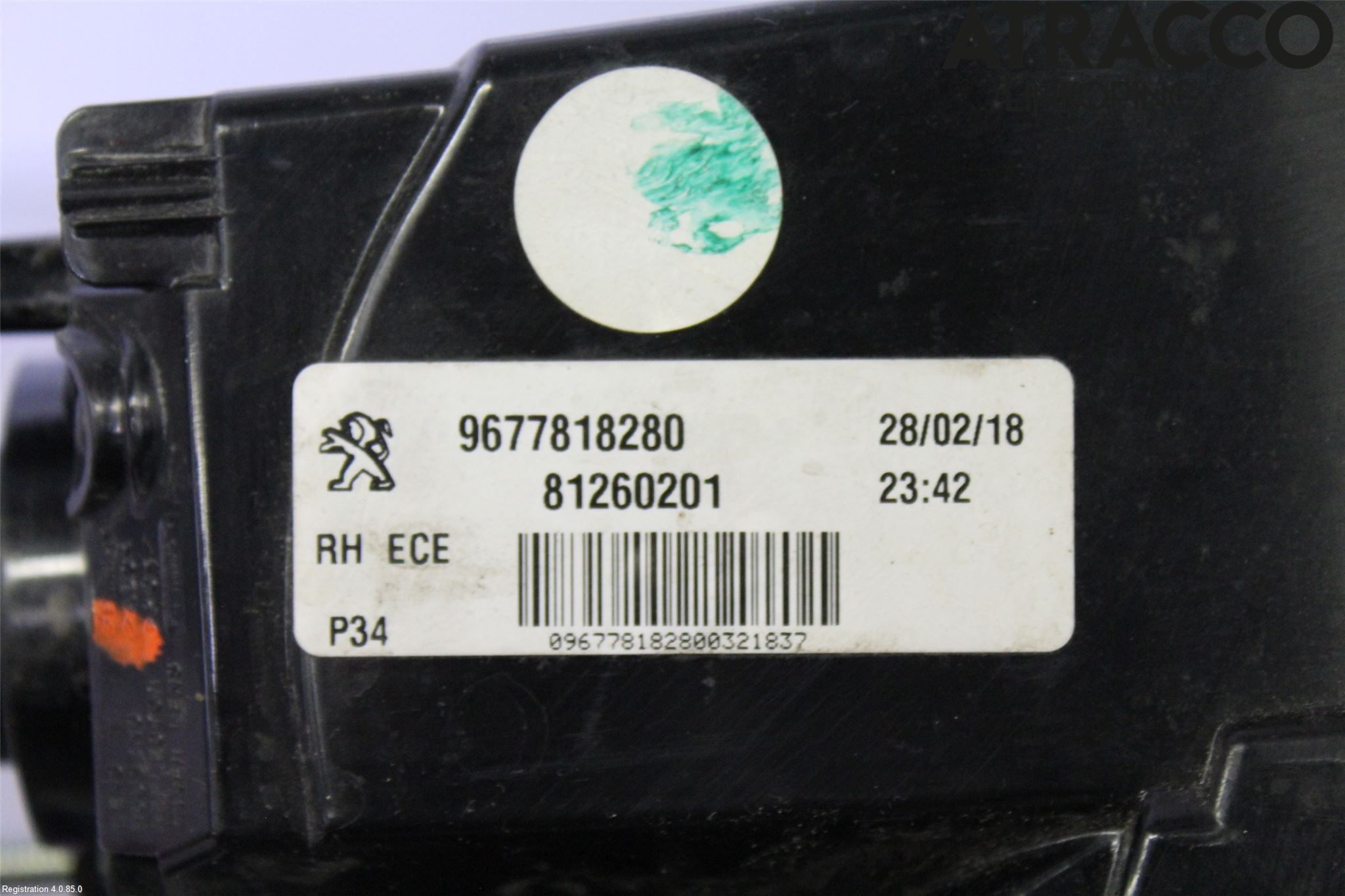 Peugeot 308 14-21 Baklykt Høyre  På Luke(Indre)