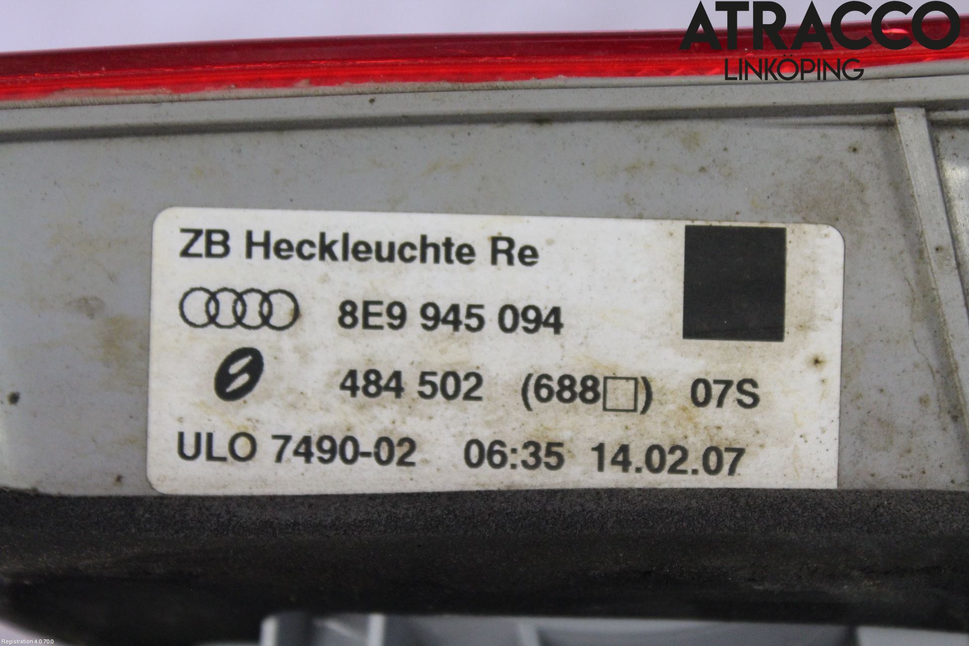 Audi A4/S4 05-07 Baklykt Høyre  På Luke(Indre)