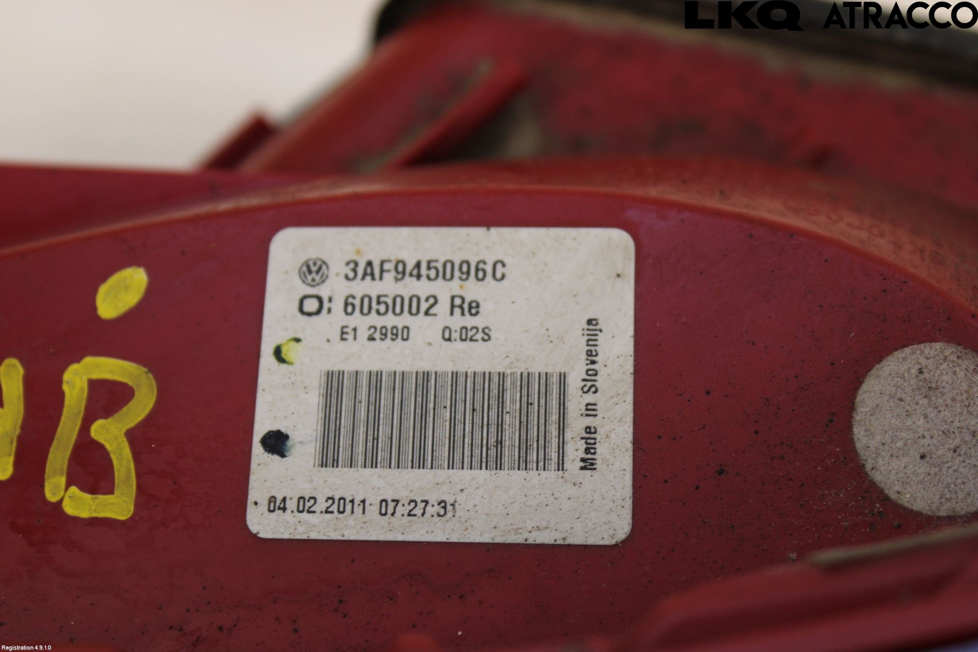 Volkswagen VW PASSAT 11-14 Baklykt Høyre
