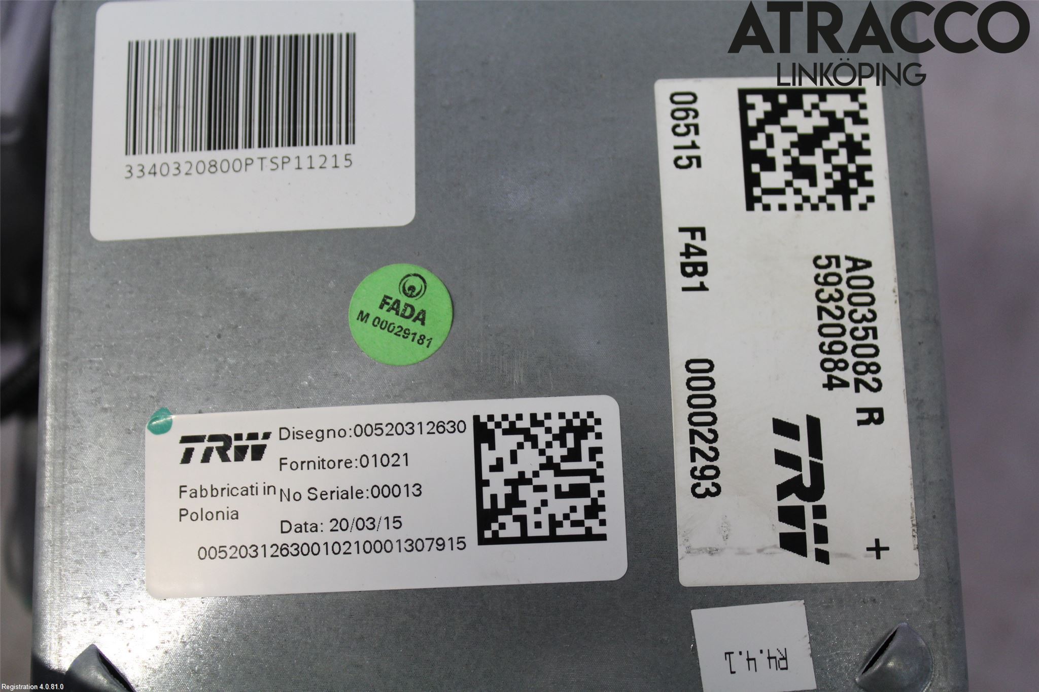 Fiat 500X 15- Rattakselaggregat Innebygd Servo