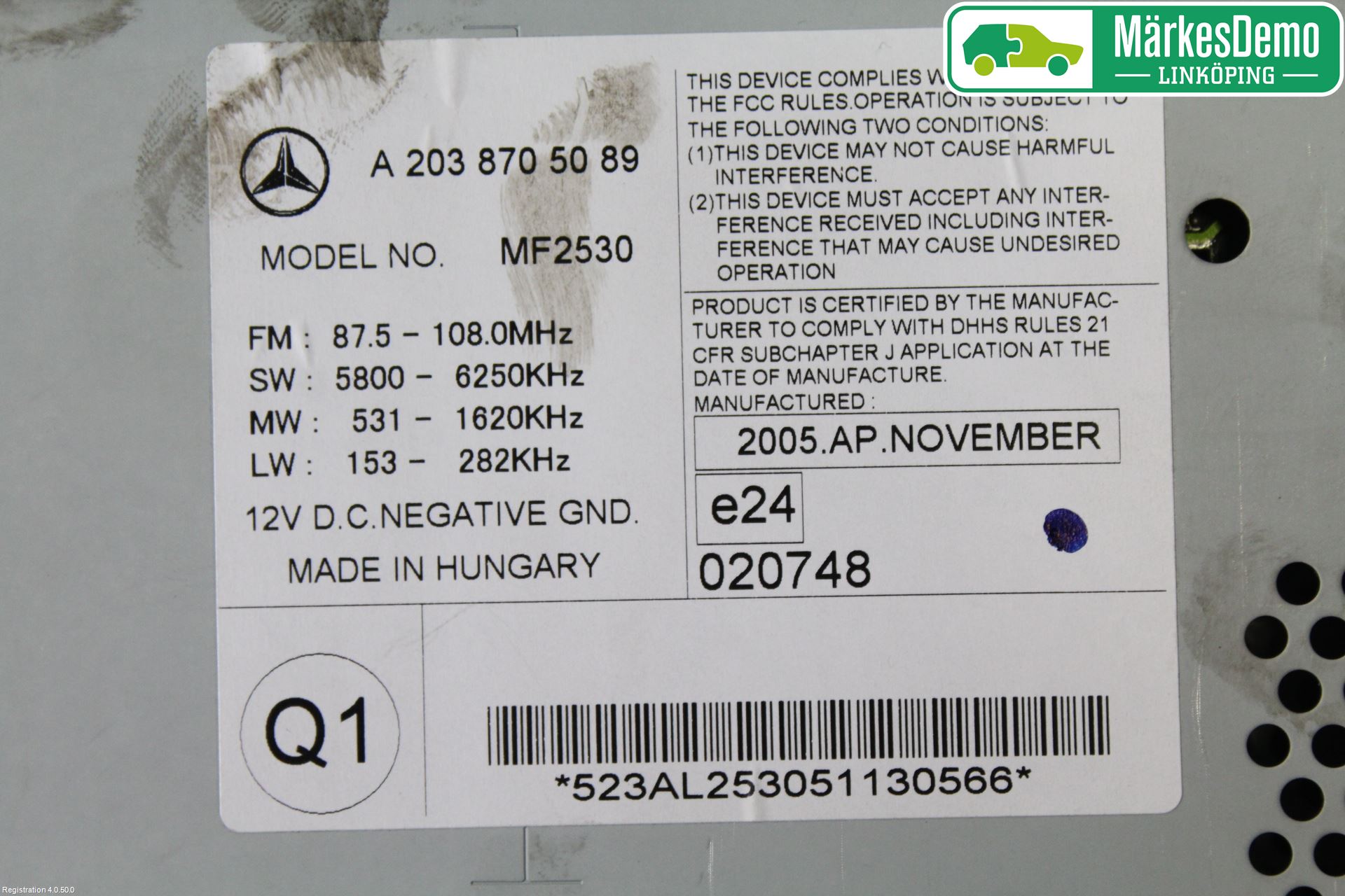 Mercedes-Benz MB C (203) 00-07 Stereo Radio Med Cd