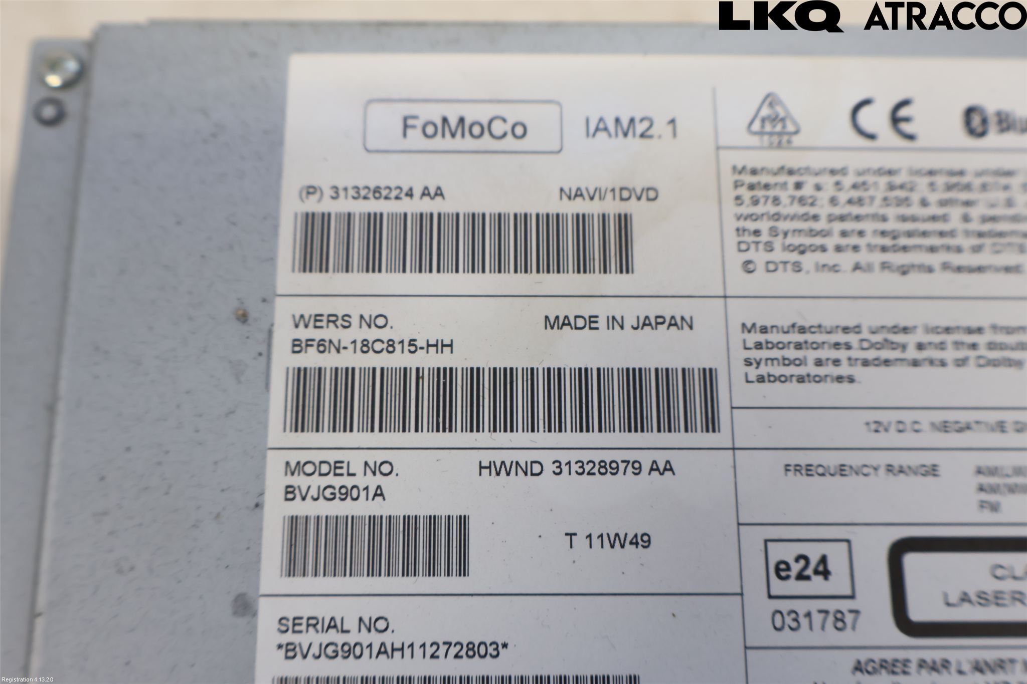 Landrover LAND ROVER RANGE ROVER EVOQUE (L538) 11-18 Stereo Radio Med Cd