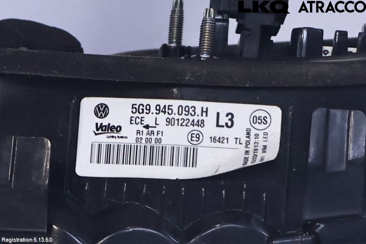 Volkswagen VW GOLF / E-GOLF VII 13-20 Baklykt Venstre  På Luke(Indre