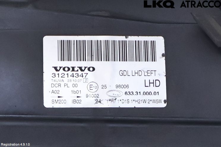 Volvo V70 08-13 Frontlykt Venstre