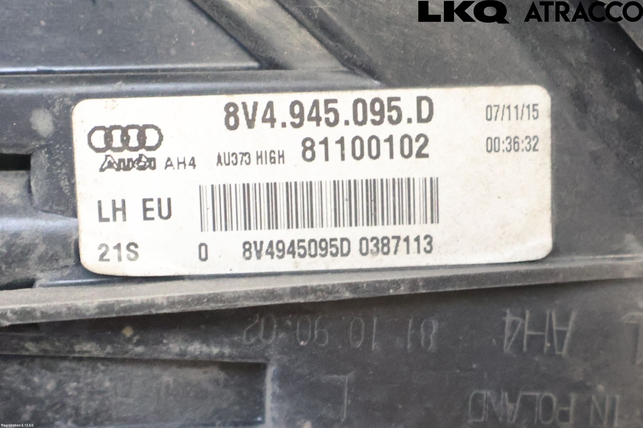 Audi A3/S3 8V 13-20 Baklykt Venstre