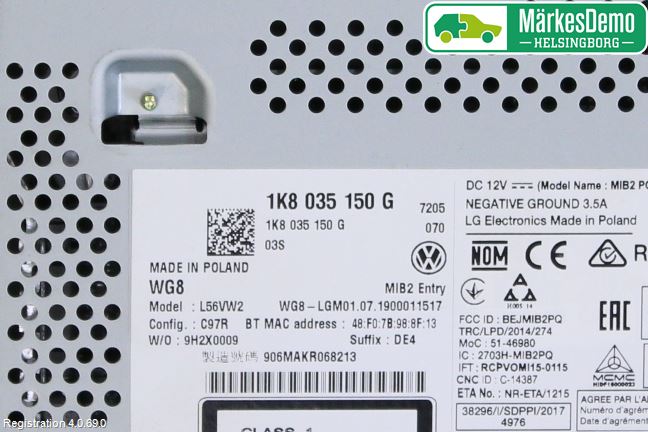 Volkswagen VW CADDY 16-20 Stereo Radio Med Cd