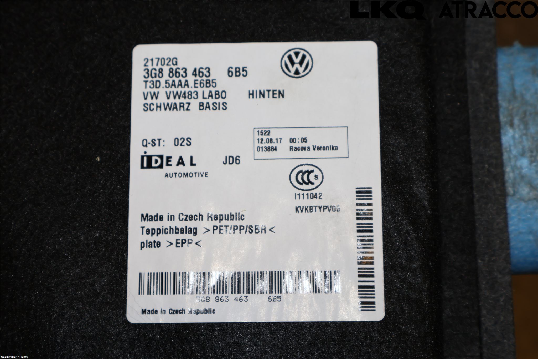 Volkswagen VW ARTEON 17- Innr Bagasjeromkledsel