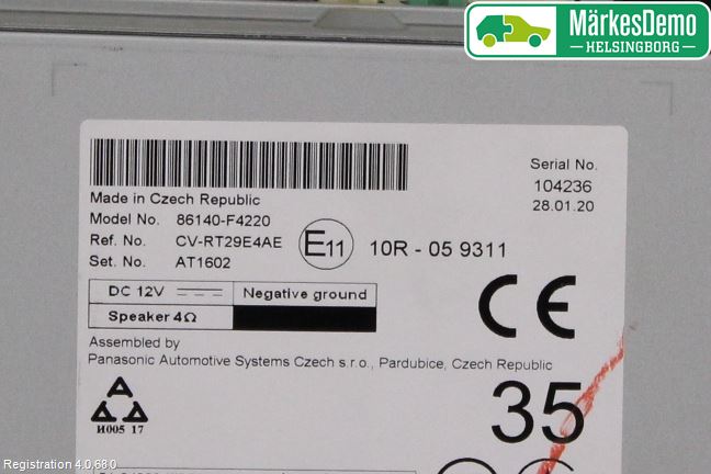 Toyota C-HR 16-23 Stereo Radio Med Cd