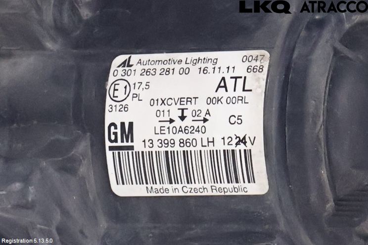 Opel ZAFIRA C 12-19 Frontlykt Venstre