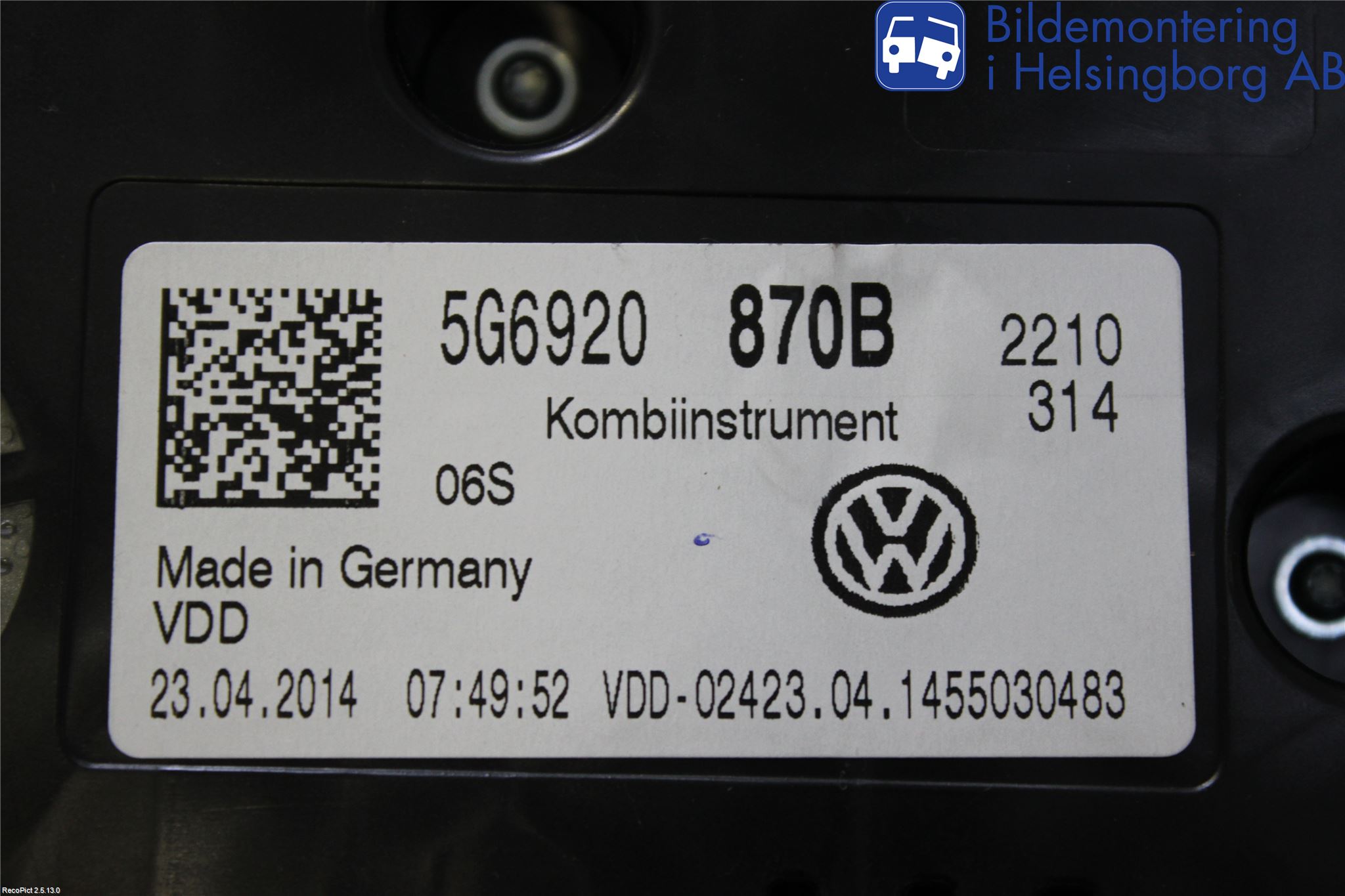 Volkswagen VW GOLF / E-GOLF VII 13-20 Instr Kombinert