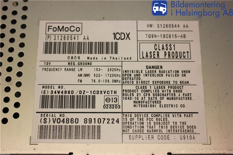 Volvo V70 08-13 Stereo Radio Med Cd