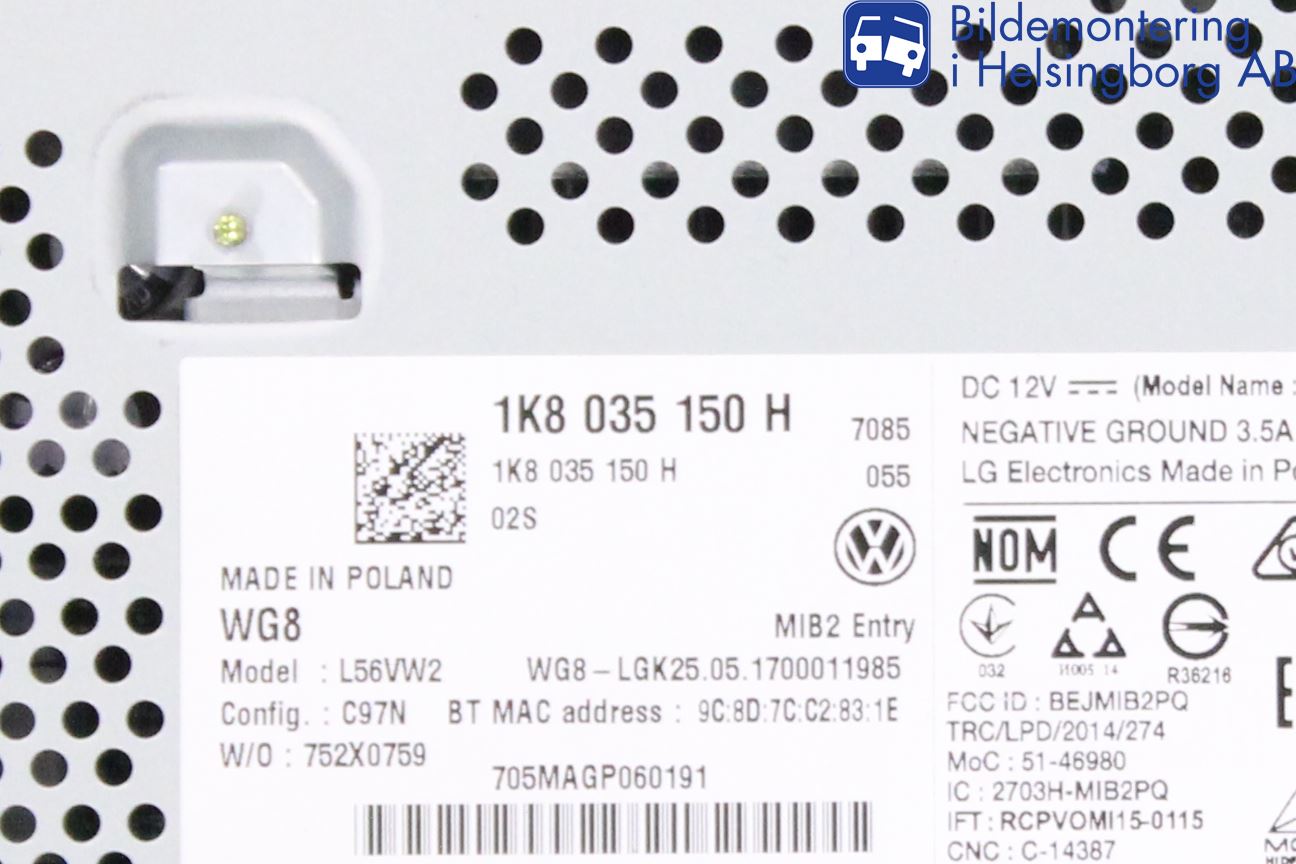 Volkswagen VW CADDY 16-20 Stereo Radio Med Cd