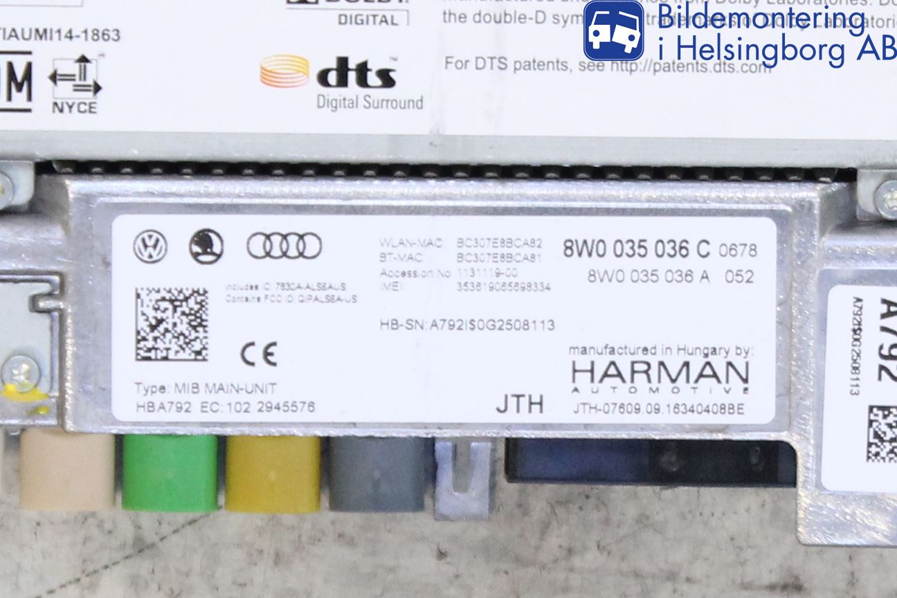 Audi A4/S4 B9 16-19 Stereo Radio Med Cd