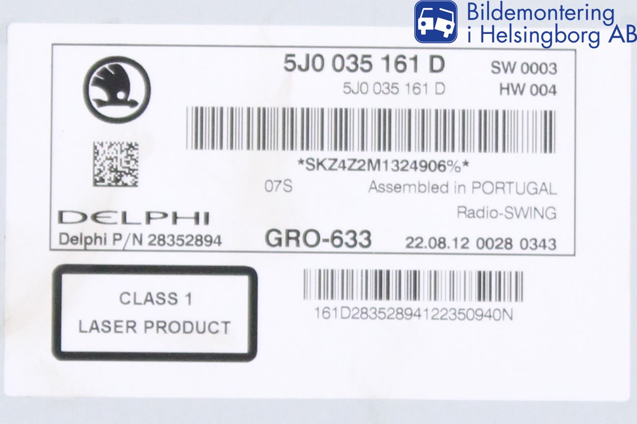 Skoda FABIA 07-14 Stereo Radio Med Cd