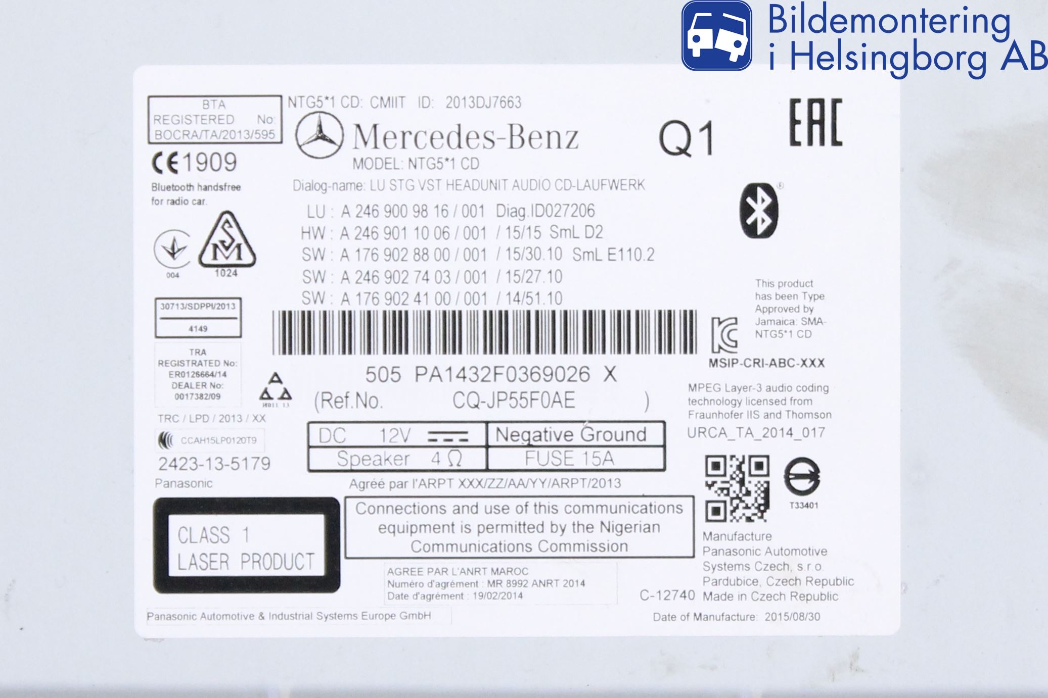 Mercedes-Benz MB GLA-KLASS (X156) 13-20 Stereo Radio Med Cd