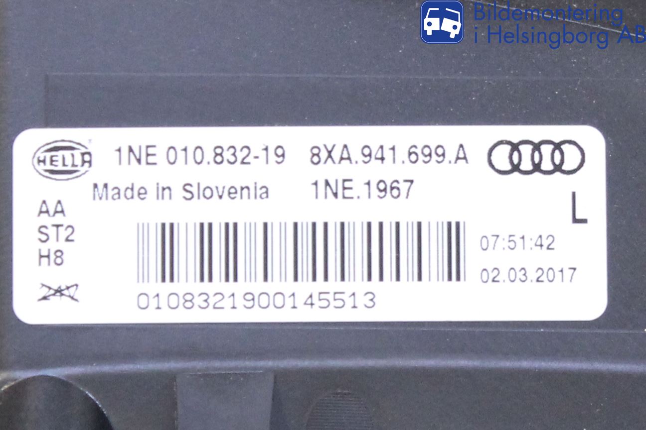 Audi A1/S1 11-18 Frontlykt-Kurve-Tåkelys