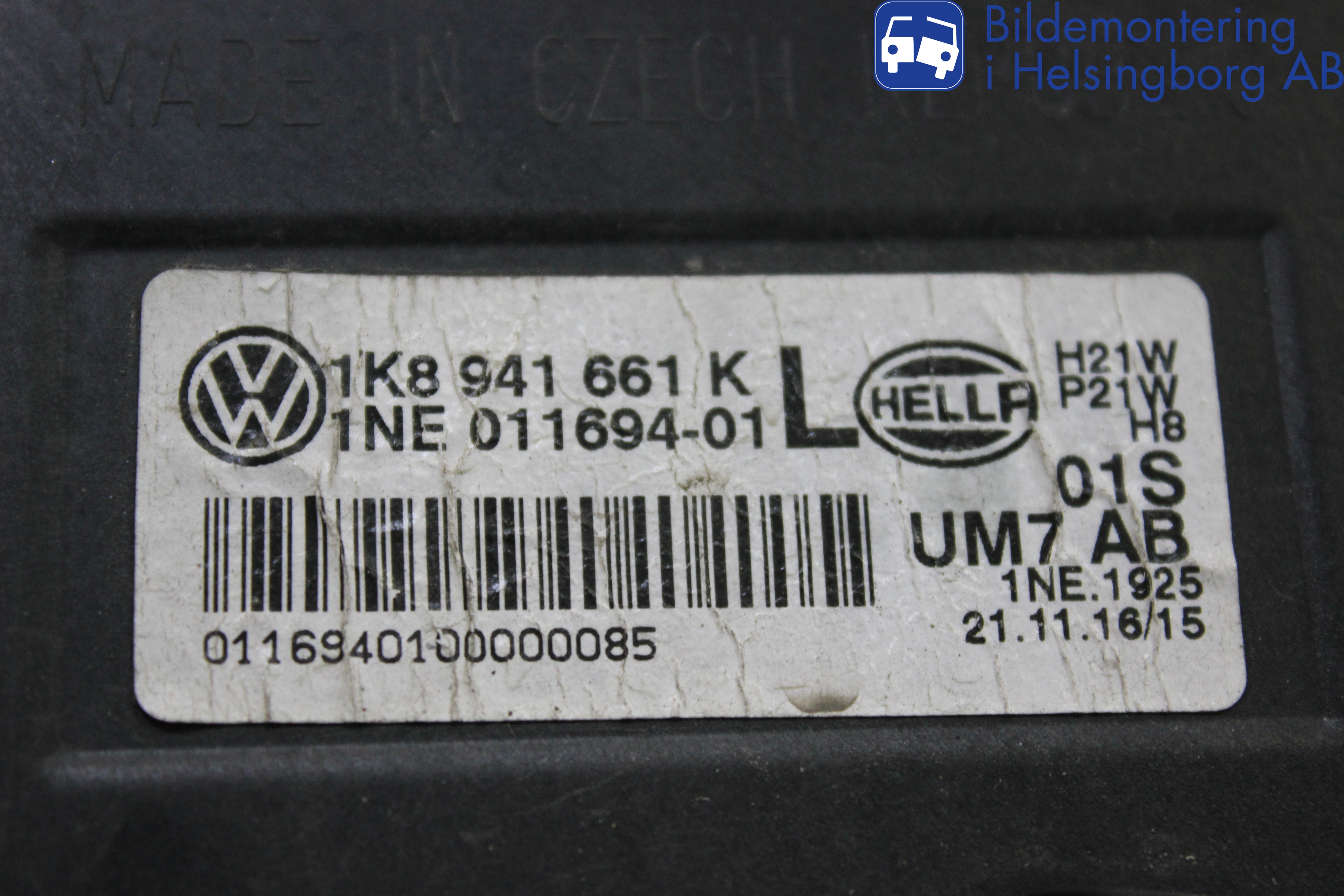 Volkswagen VW SCIROCCO 09-17 Frontlykt-Kurve-Tåkelys