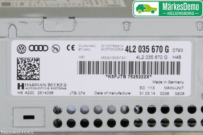 Audi Q7/SQ7 Stereo Radio Med Cd