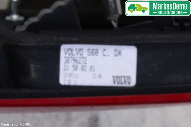 Volvo S60 11-13 Baklykt Høyre  På Luke(Indre)