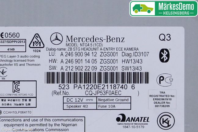 Mercedes-Benz MB A-KLASS (W176) 13-18 Stereo Radio Med Cd