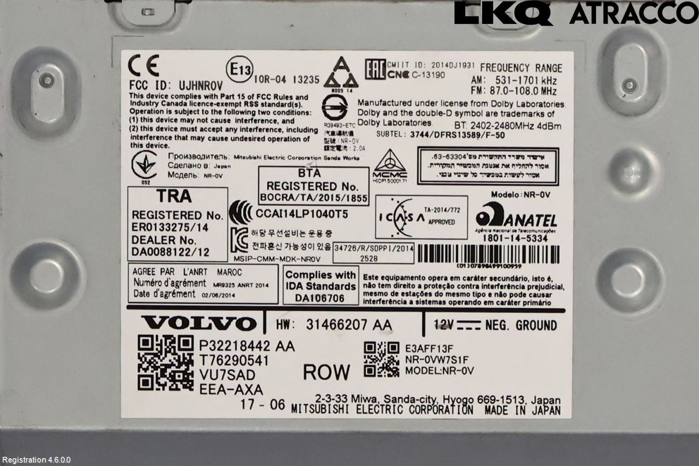 Volvo XC60 18- Stereo Radio