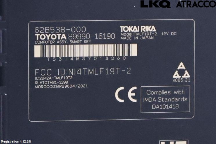 Toyota COROLLA CROSS XG10 22- Styrenhet Nyckellös System