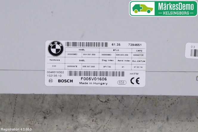 BMW 5 F10/F11/F18 09-17 Styreenhet Øvrig