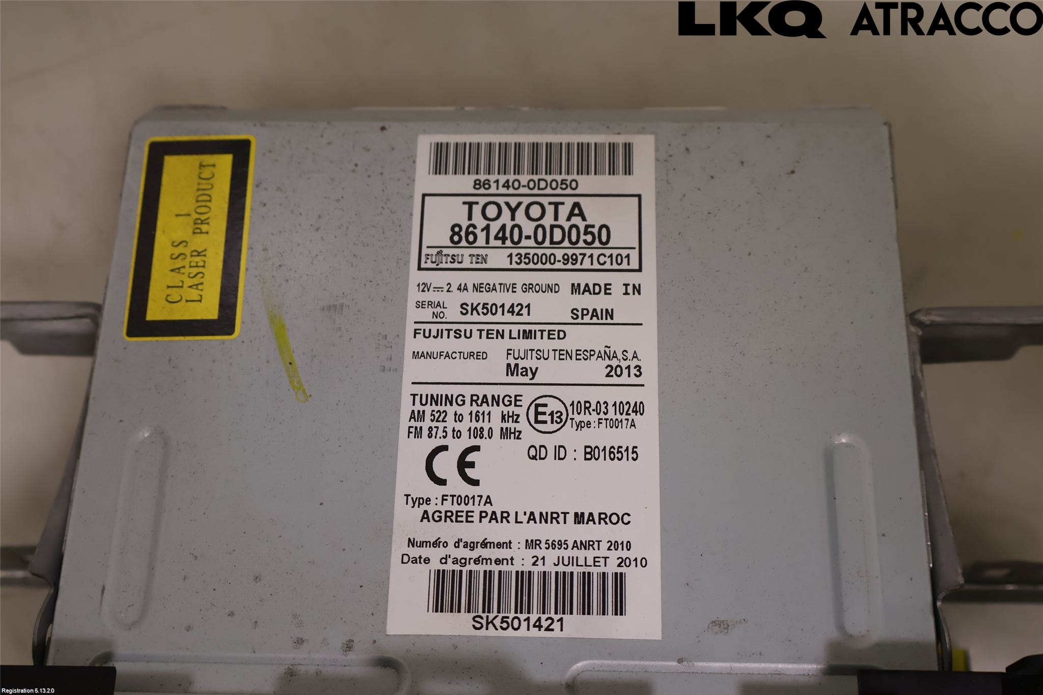 Toyota YARIS XP130 12-14 Stereo Radio Med Cd