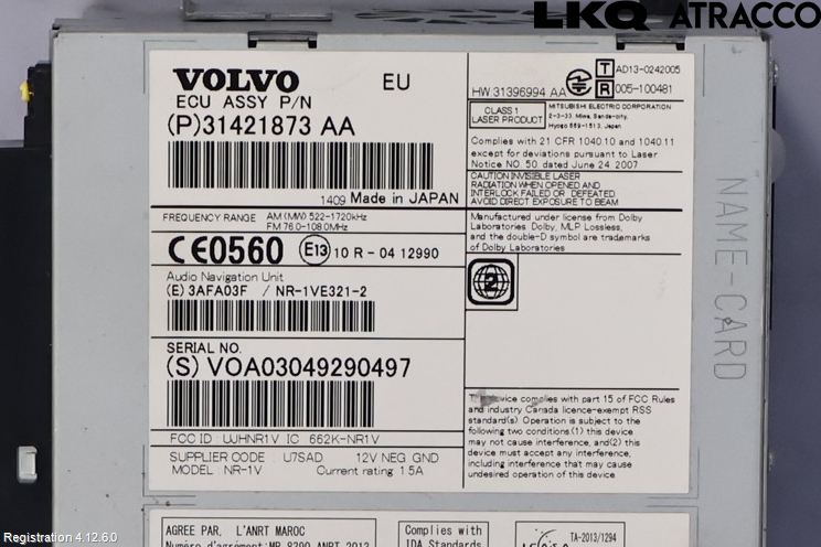 Volvo V70 14-16 Stereo Radio Med Cd