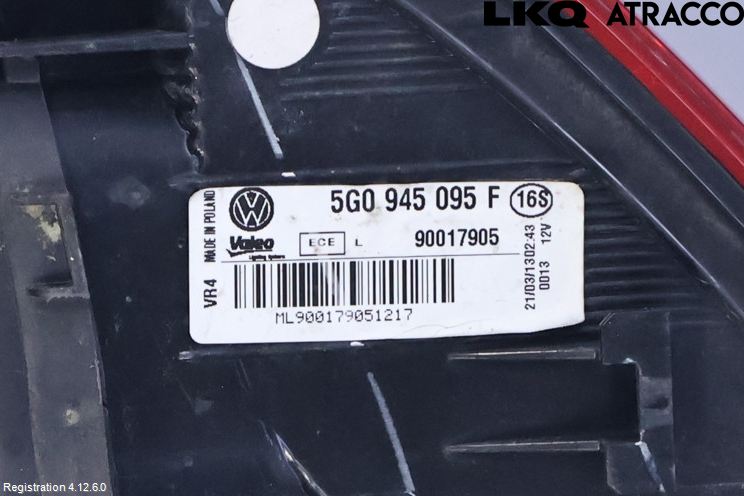 Volkswagen VW GOLF / E-GOLF VII 13-20 Baklykt Venstre