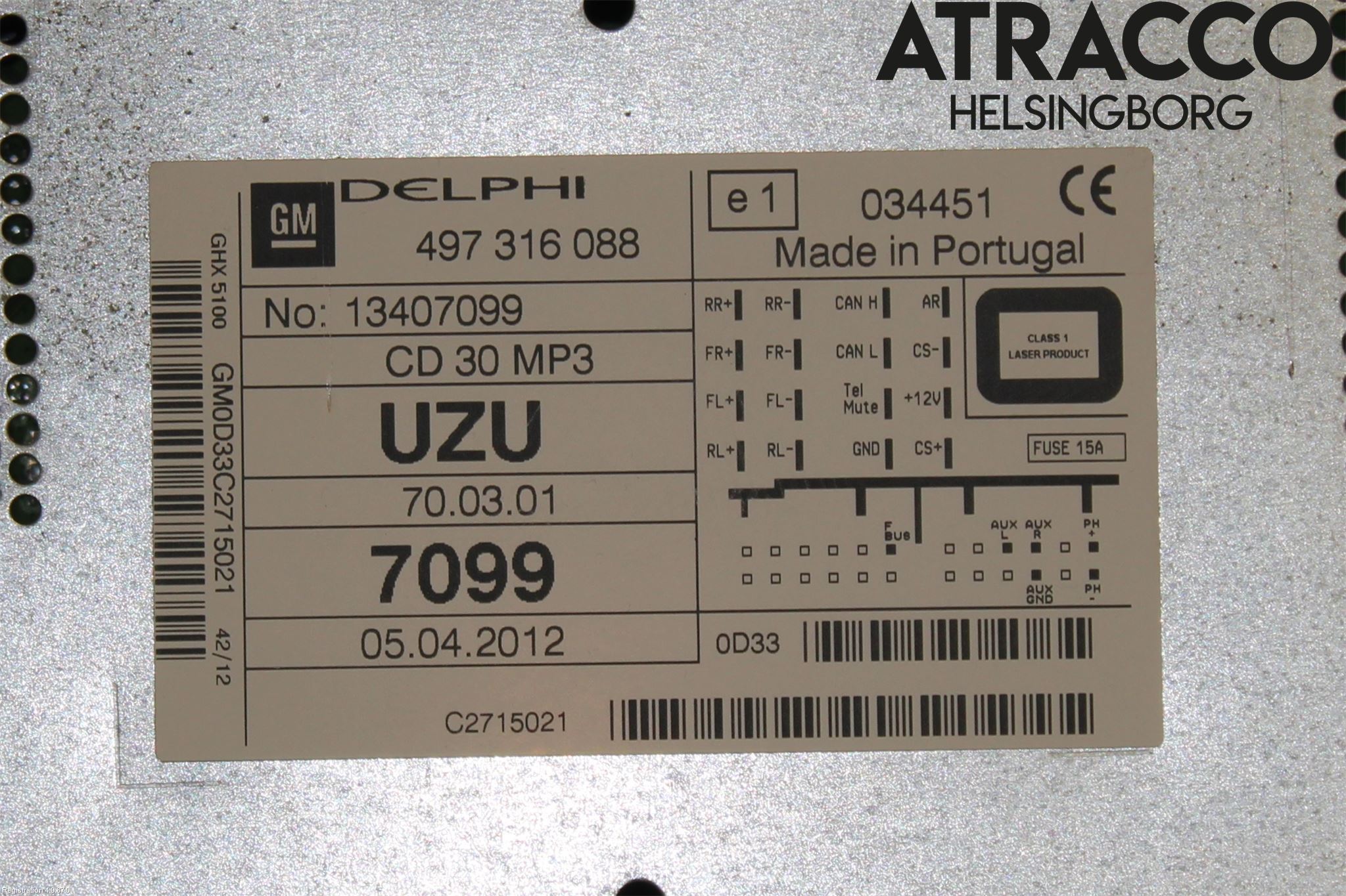 Opel CORSA D 07-14 Stereo Radio Med Cd