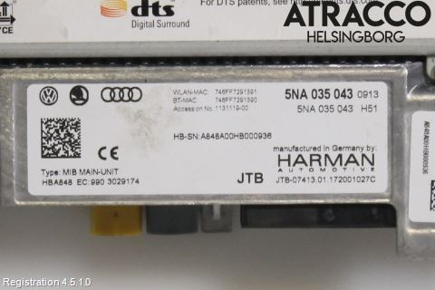 Volkswagen VW GOLF / E-GOLF VII 13-20 Stereo Radio Med Cd