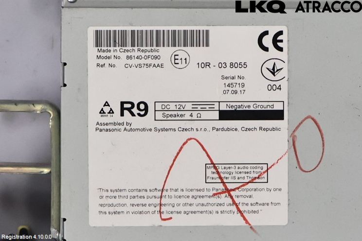 Toyota VERSO 09-18 Stereo Radio Med Cd