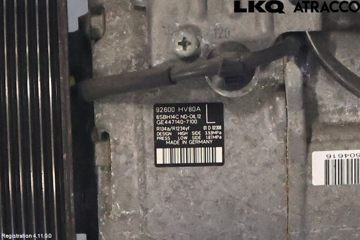 Nissan QASHQAI 17-21 Varme Ac Kompressor