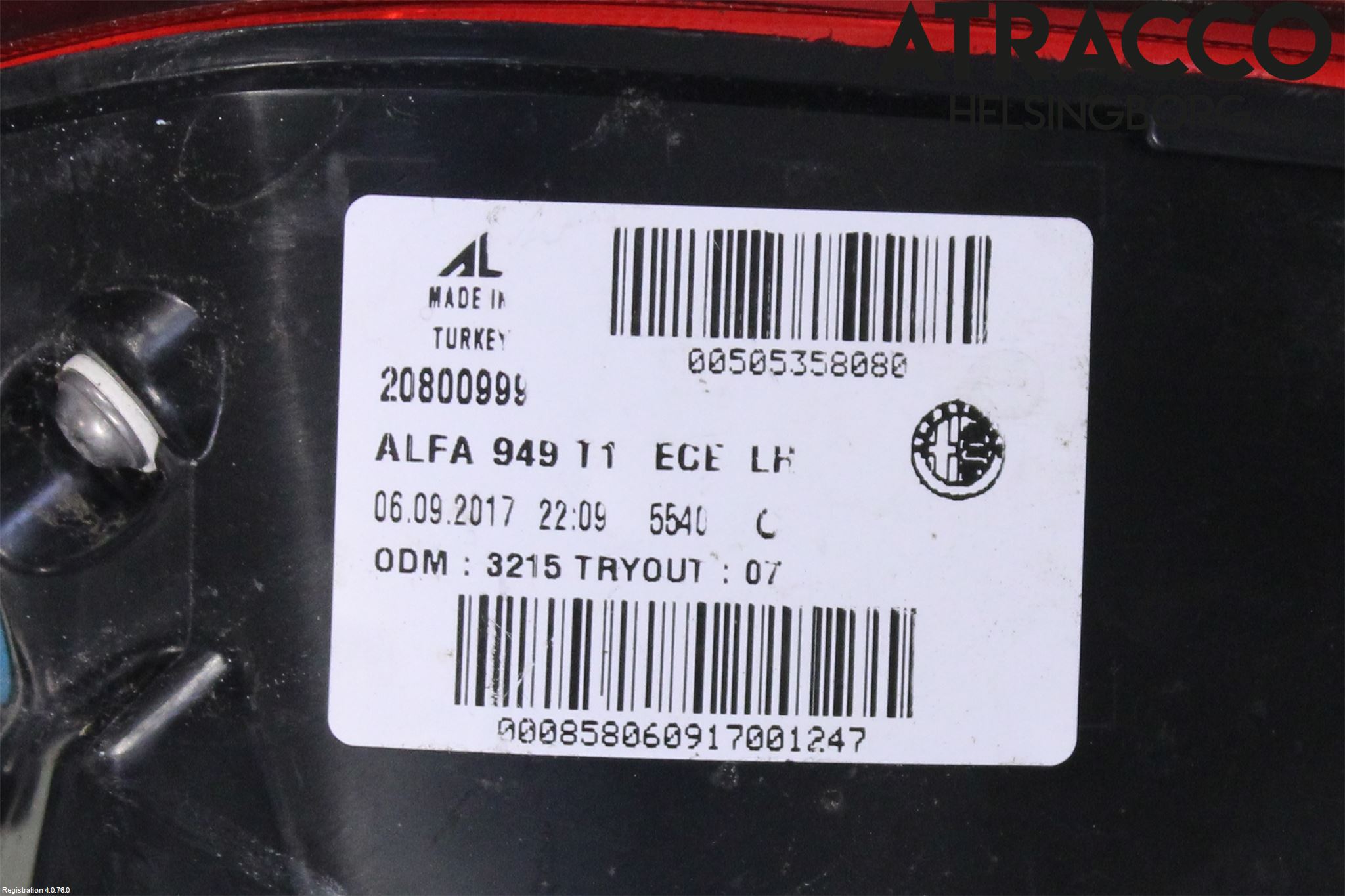 Alfa STELVIO 17- Baklykt Venstre