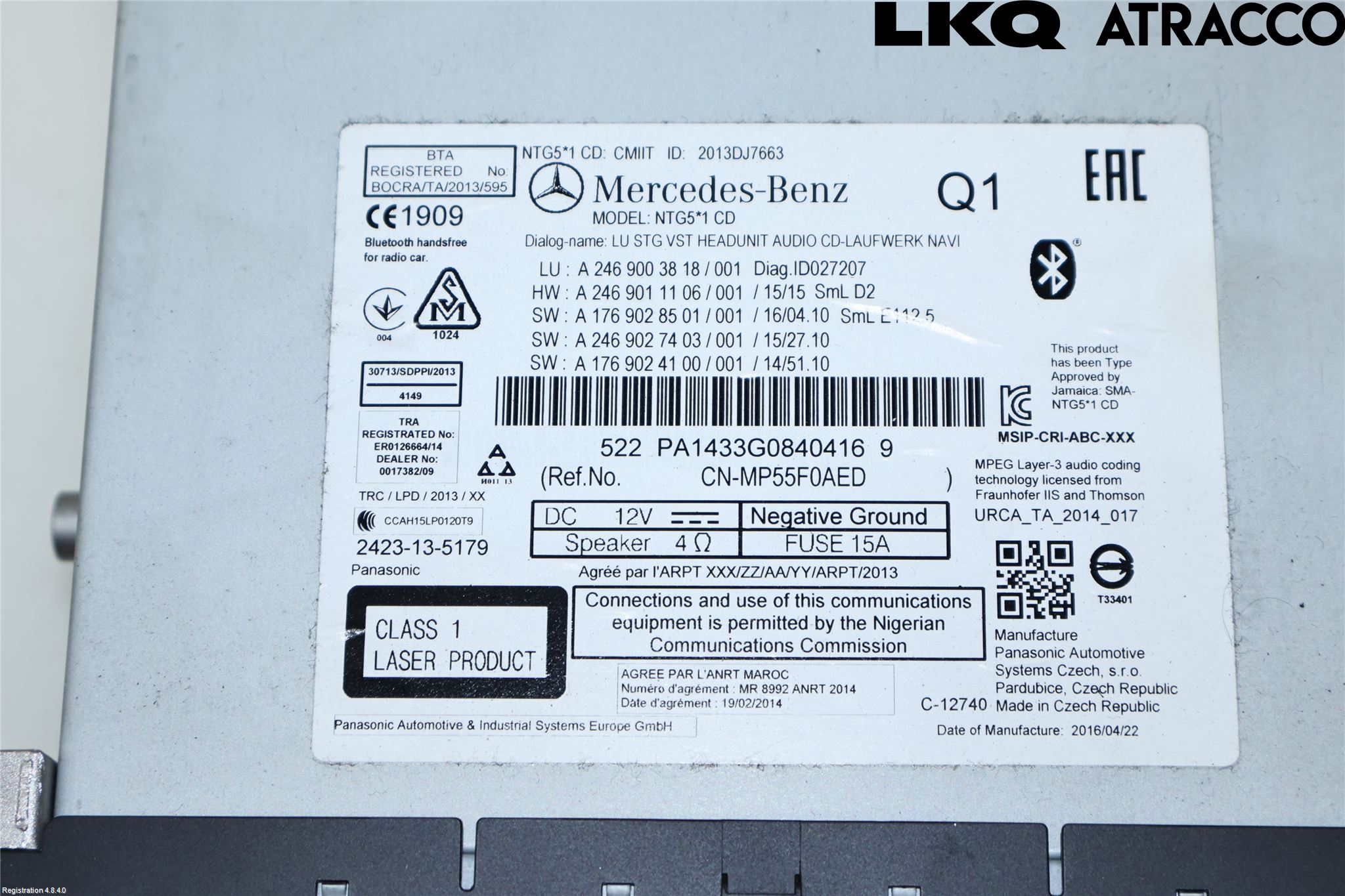 Mercedes-Benz MB CLA-KLASS (C117/X117) 13-19 Stereo Radio Med Cd