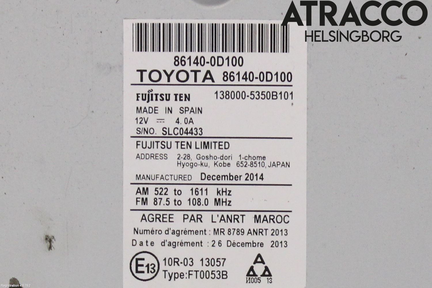 Toyota YARIS XP130 15-20 Stereo Radio Med Cd