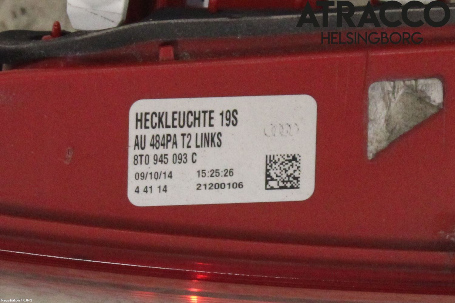 Audi A5 07-16 Baklykt Venstre  På Luke(Indre