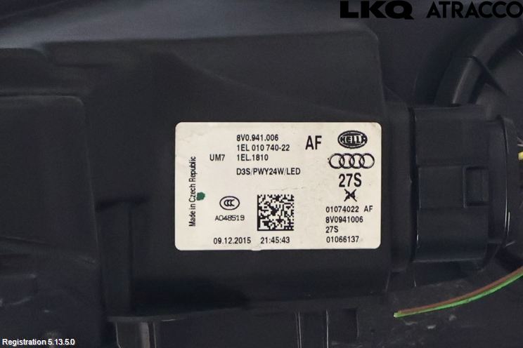 Audi A3/S3 8V 13-20 Frontlykt Høyre