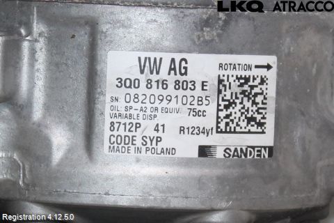 Volkswagen VW CRAFTER II / E-CRAFTER 17- Varme Ac Kompressor