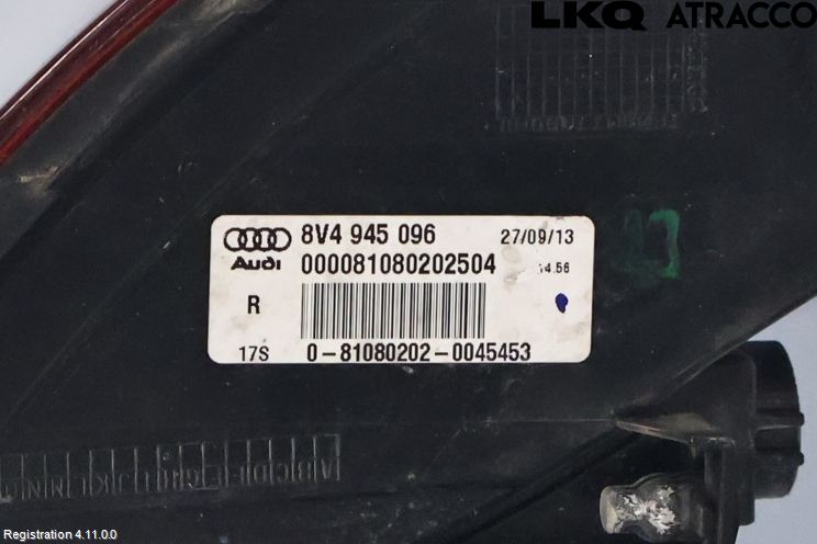 Audi A3/S3 8V 13-20 Baklykt Høyre