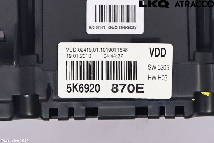 Volkswagen VW GOLF VI 09-13 Instr Kombinert