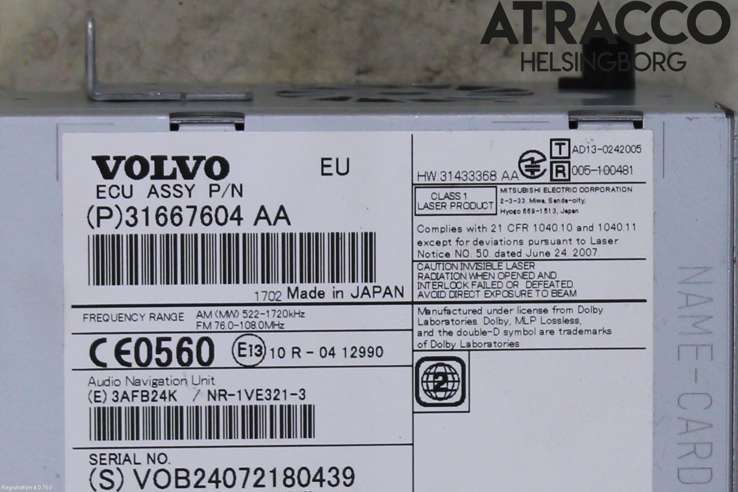 Volvo V40 12-19 Stereo Radio Med Cd