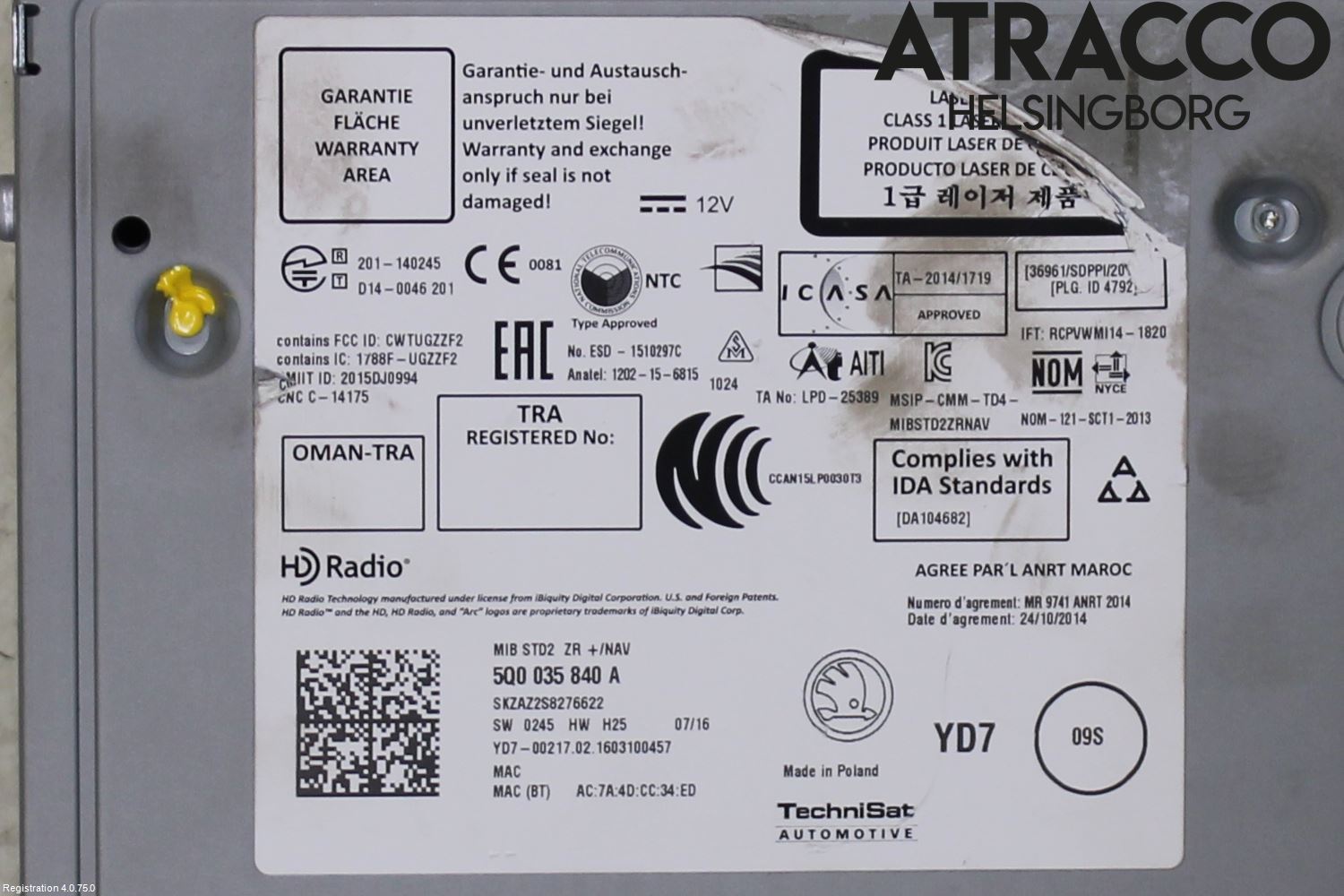 Skoda FABIA 15-21 Stereo Radio Med Cd