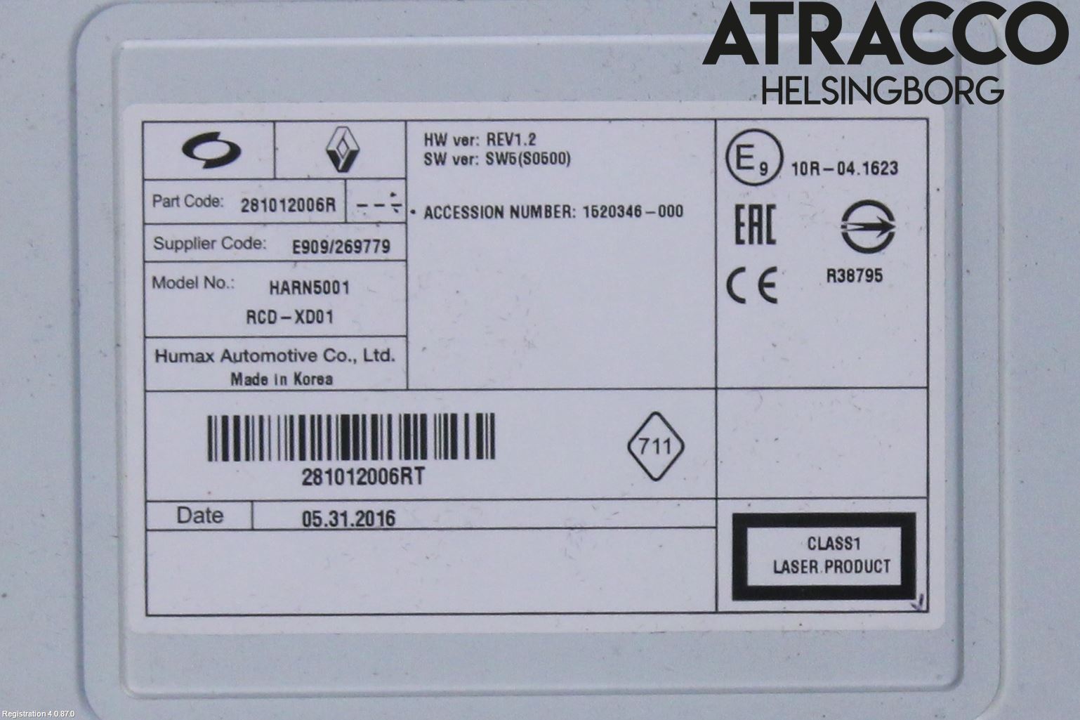Renault TALISMAN 16-20 Stereo Cd Veksler