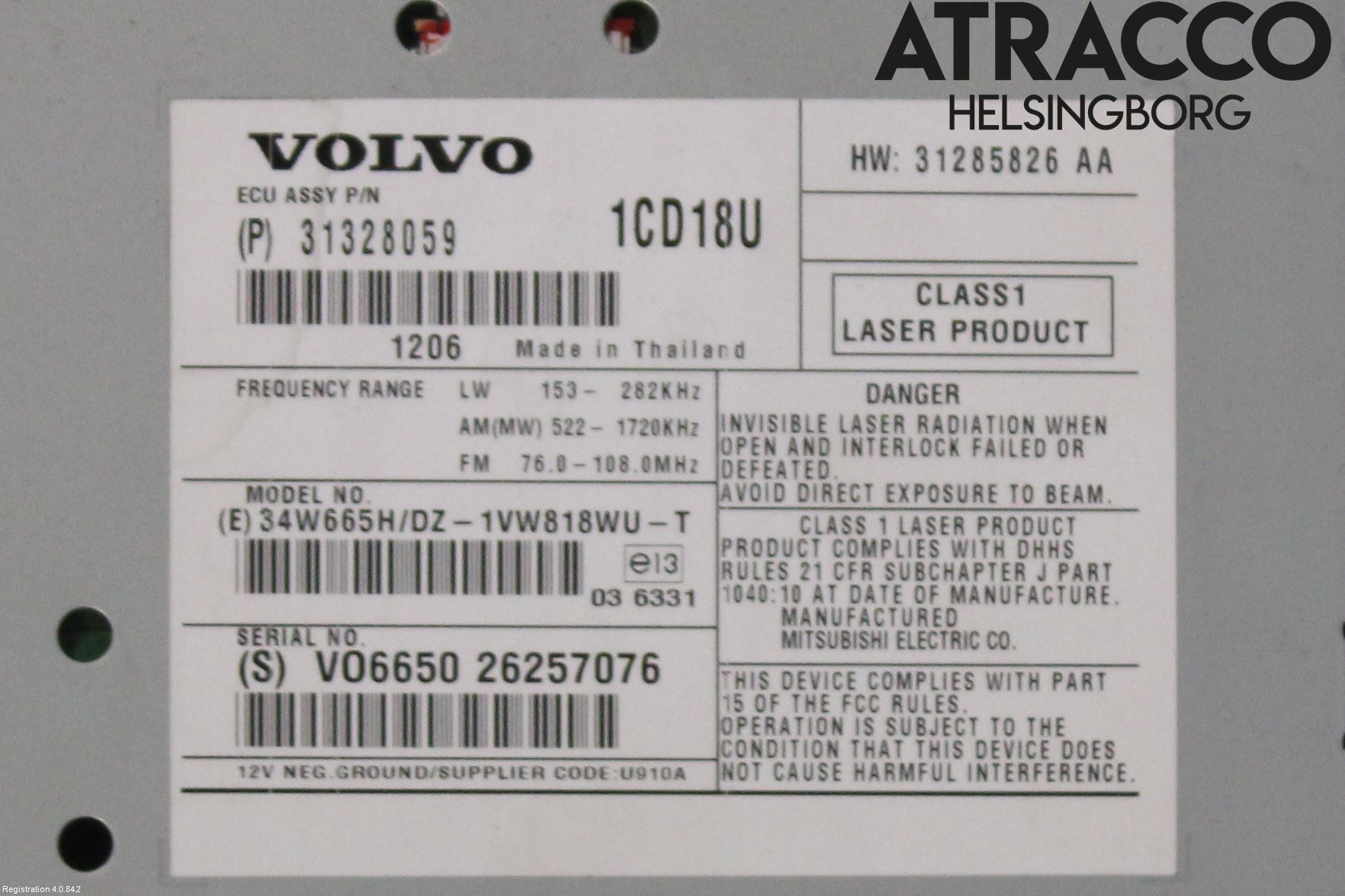 Volvo C30 10-13 Stereo Radio Med Cd